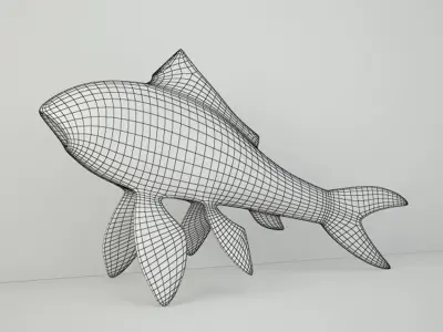 Midcentury Solid Brass Koi Fish 3D model