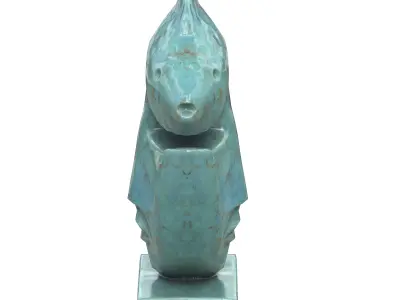 Fish face marble statues Low-poly 3D model