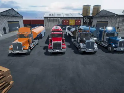 Vintage tanker semitruck unity asset Low-poly 3D model