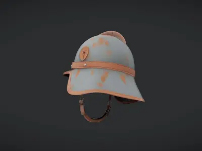 Vintage metal and leather military helmet 3D model