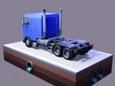 low poly truck semi Low-poly 3D model Low-poly