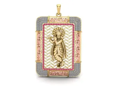 The God Krishana Gold Pendant - 02 3D print model