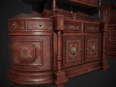 Antique Furnitures Low-poly 3D model
