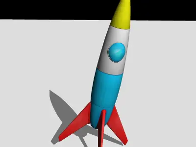 rocket toy and bird Low-poly 3D model
