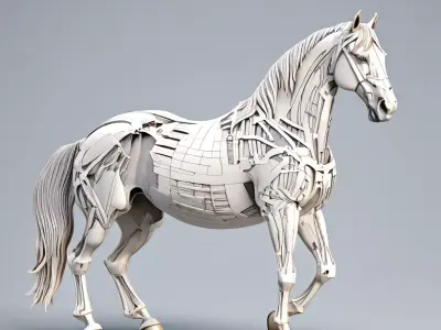 Robotic Horse SciFi Mechanical Stallion Low-poly 3D model