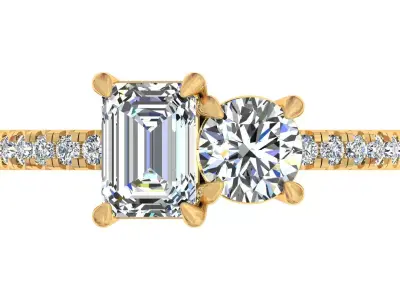 Emd And Round Stone Engagement Ring  3D print model