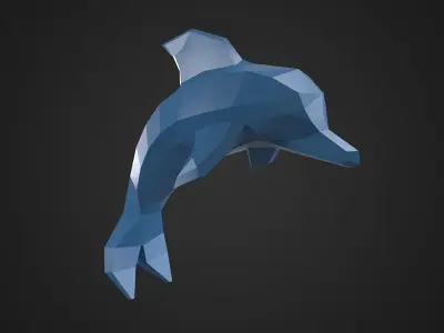 dolphin low poly and high poly Low-poly 3D model