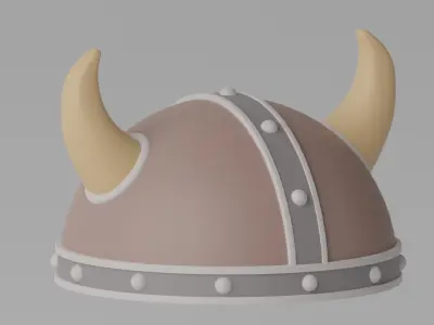 Cartoon Viking Helmet 3D model