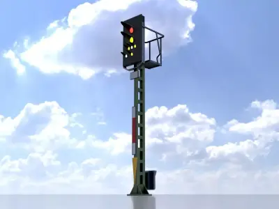 KS Railway Signal Post 4500mm Version-13 Low-poly 3D model