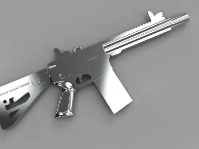 AR Rifle Pendant Gold Silver Platinum Luxury Jewelry  3D print model