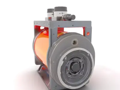 Futuristic Red Barrel Generator Model Pack Low-poly 3D model