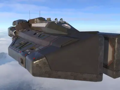Sci-Fi Spaceship Missile Boat - Low Poly PBR 3D Model Low-poly 3D model