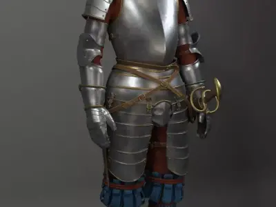 Knight  with   sword  flamberge 3D model