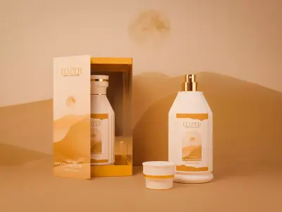 Cosmetic Skincare Product 3D Model Perfume Packaging Set Low-poly 3D model