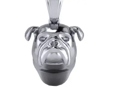 Bull Dog Head Pendant Charm Necklace 3D Model 3D print model