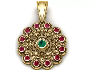 Ornate Floral Clock  Inspired Gold Pendant 3D print model