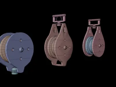 Pulley-Crane set of reels 3D model