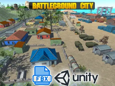 Battleground Map Mobile Game City Environment Low-poly 3D model
