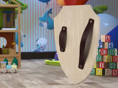 Toy Wooden Shield 3D model