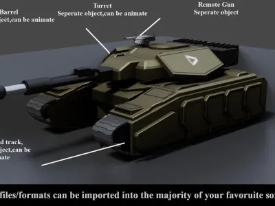 Sci Fi Military Tank - Low poly - Game Ready Low-poly 3D model