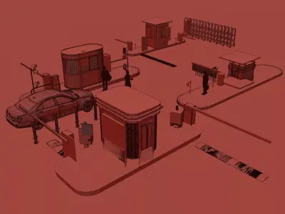 Parking security booth 3D model purchase