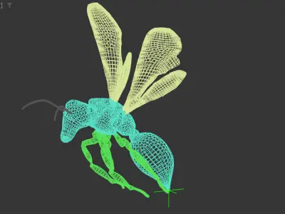 Mechanical Yellow Jacket Wasp Low-poly 3D model