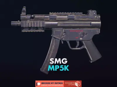 Weapon - Gun - SMG - MP5K Low-poly 3D model