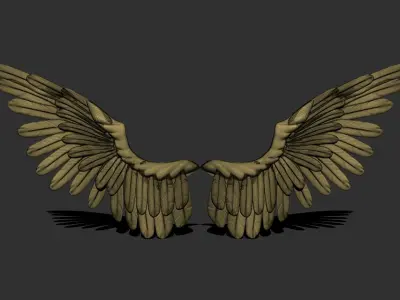 Wings two golden Low-poly 3D model
