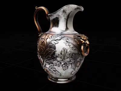 Ornate Victorian Silver  Copper Pitcher Antique Lion Head Ewer Low-poly 3D model