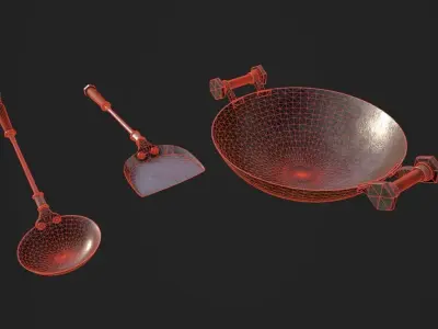 Frying pan with Slice 4K PBR GameReady  Low-poly 3D model