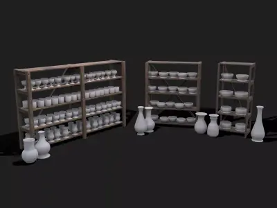 Pottery and Shelves Collection 3D Model Pack