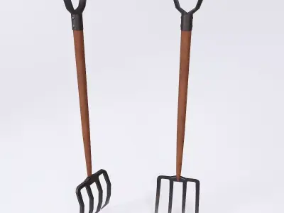 Long metal handle fork 3d model  3D model