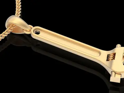 Wrench pendant silver gold printable jewelry 3D model 3D print model