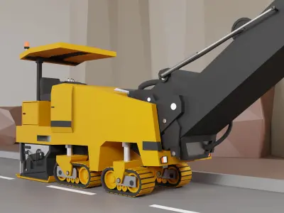 Cold Planer Heavy Vehicle Low-poly 3D model