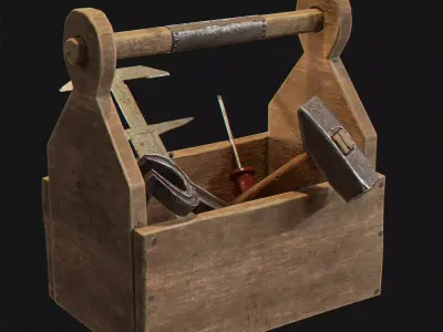 3D toolbox low-poly game-ready prop Low-poly 3D model