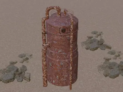Old Rust Water Tower Low-poly 3D model
