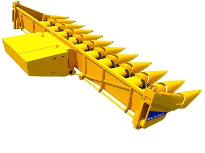 Yellow Combine Threshing 2 3D model