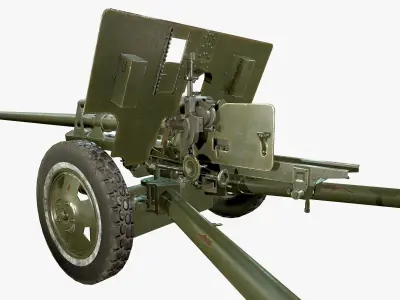 ZiS 3 soviet anti-tank gun Low-poly 3D model