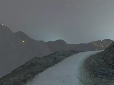 Mountain Village At Dusk 3D model purchase