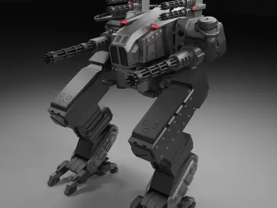 War-Robot robot with guns Low-poly 3D model