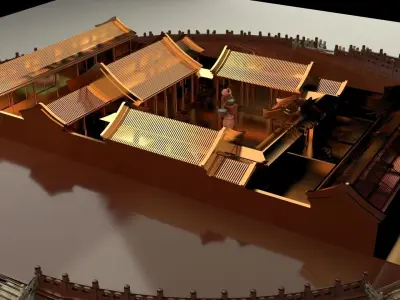 Chinese courtyard house 3D model 4