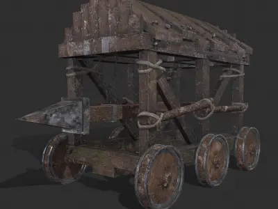 War Mechanism Battering Ram Low-poly 3D model