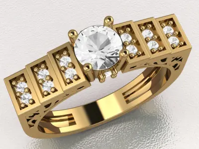 solitaire wedding ring  3D print model