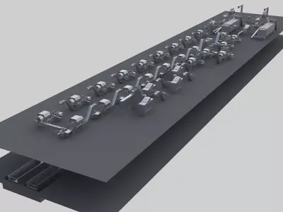 Tea production line 3D model