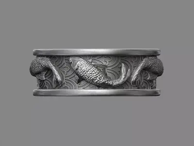 Japanese Koi Fish wedding band 3D print model