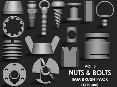 NUTS  and BOLTS MEGA PACK 4 IN ONE  61 BRUSHES 3D model