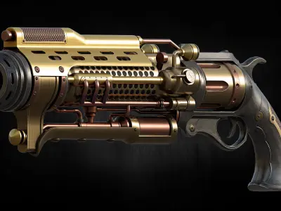 Stylized Sergey zimmer  low poly Game ready gun Low-poly 3D model