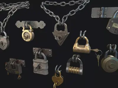 Vintage Padlock  3D Model Pack