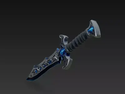 Shadow Sapphire Dagger - Low Poly Stylized Fantasy Weapon Low-poly 3D model