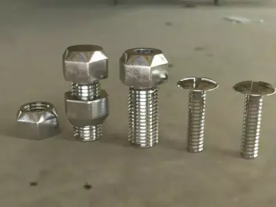 4 simple bolts uncollapsed with all modifiers for education 3D model